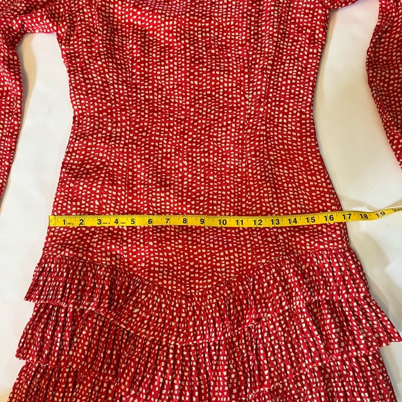 Vintage Neiman Marcus 1980s Red Dots Ruffle Dress 100% Silk SZ 4 - Picture 12 of 15